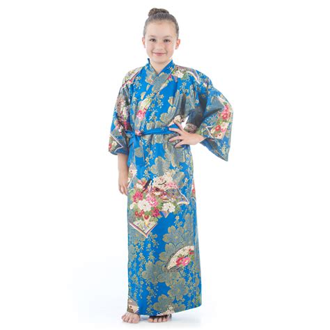 age 10 to 11 blue cotton japanese girls kimono