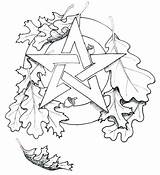 Coloring Pages Pagan Pentagram Drawing Wiccan Pentacle Yule Celtic Adults Printable Adult Tattoo Color Jungle Leaf Leaves Drawings Witch Oak sketch template