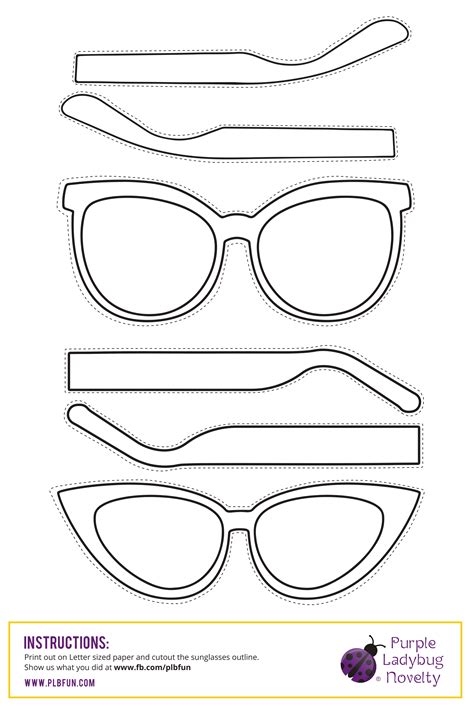 free printable sunglasses day purple ladybugs diy glasses 3d pen