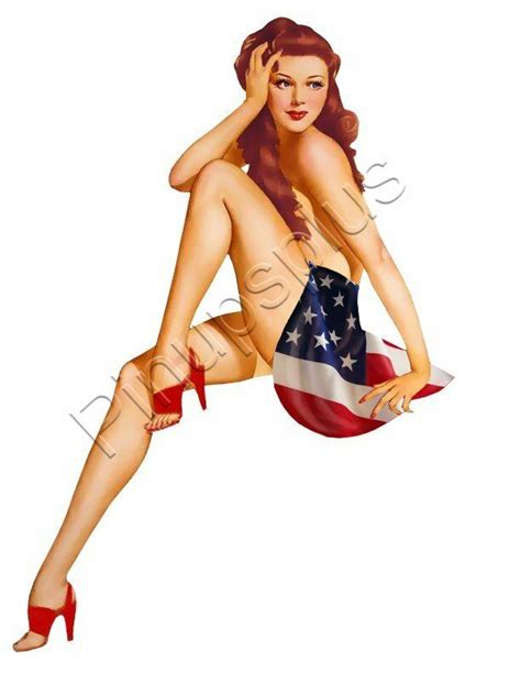 sexy american flag pinup waterslide decal usa for guitars