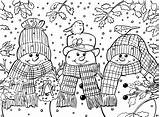 Coloring Pages Winter Snowmen Scarves Print Color Antistress Summer раскраски из все категории Year sketch template