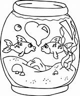 Coloring Fish Aquarium Tank Kids Pages Bowl Two Clipart Live Printable Drawing Kiss Each Other Color Adults Print Would Camouflage sketch template