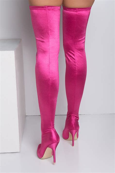 akira bubblegum thigh high boots in pink lyst