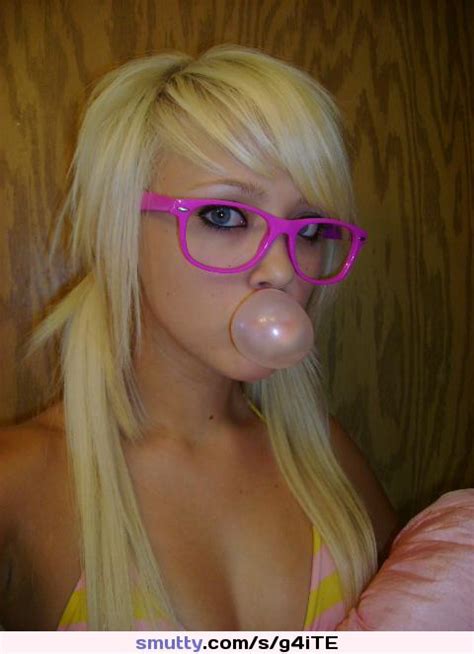 Girl Babe Teen Blonde Glasses Bubblegum Cute Sweet