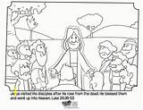 Coloring Jesus Disciples Pages His Appears Bible Apostles Resurrection Kids Ascension Sheets Luke 24 School Sunday Acts Easter Good Twelve sketch template