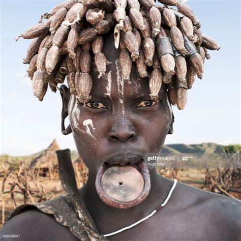 Woman From Mursi Tribe With Lip Plate Ethiopia Mursi Tribe Mursi
