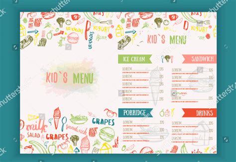 printable kids menu template   premium