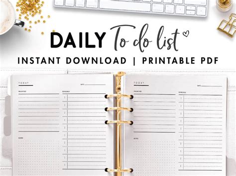 printable   list planner printables  daily planner pages