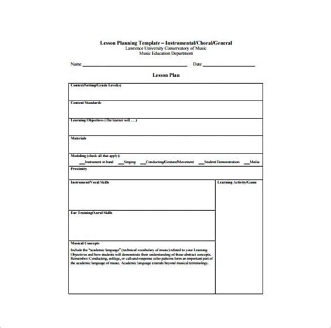 lesson plan template   word excel  format