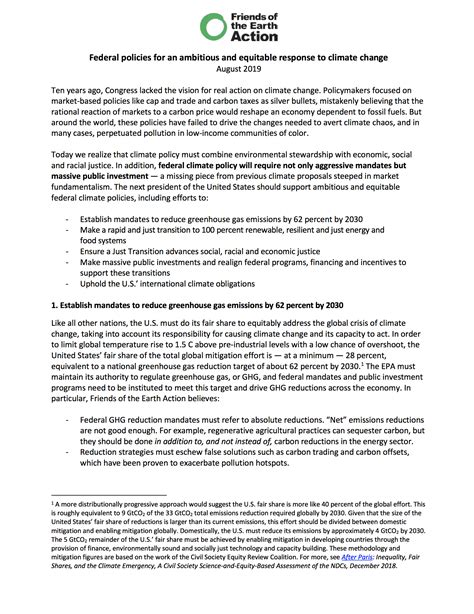 climate change policy campaign position paper friends   earth
