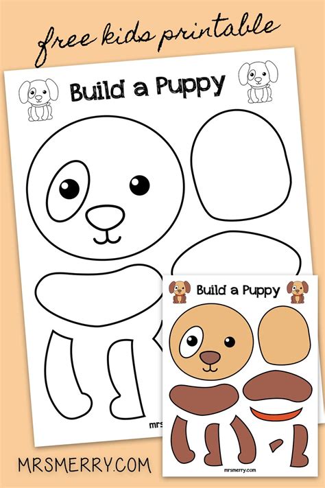 build   puppy    page animal template  easy diy craft