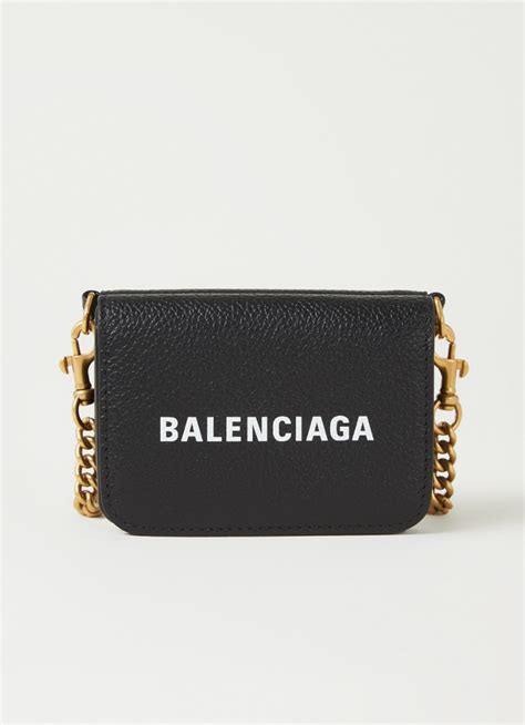 balenciaga cash mini portemonnee van leer met afneembare schouderband zwart de bijenkorf