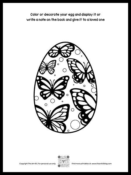 printable butterfly easter egg coloring page   easter egg