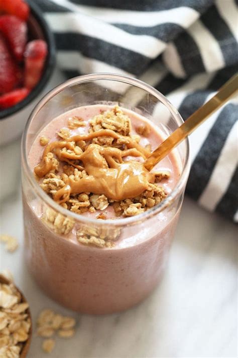 breakfast smoothie strawberry pb protein fit foodie finds