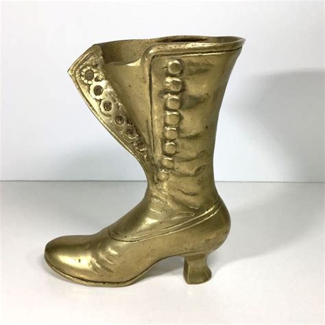 vintage solid brass ladies victorian high button boot shoe