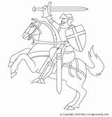 Knight Chevalier Moyen Bouclier Ritter Gratuit Sword Bestof Printables Chevaliers Coloriages Mittelalter Sketchite Mounted sketch template