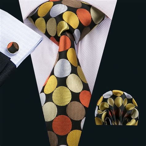 classic silk mens neck tie colorful tie sets dot mens ties tie hanky cufflinks sets