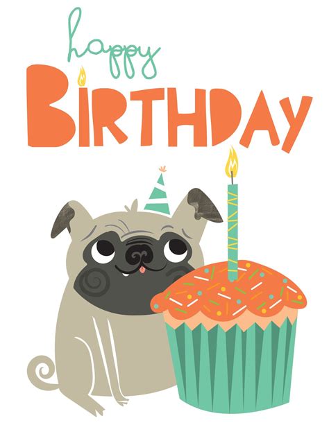 happy birthday pug card happy birthday pug happy birthday cards