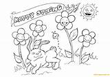 Spring Coloring Happy Pages Season Flower Color Butterfly Rainbow Kids Seasons Printable Coloringpagesonly sketch template