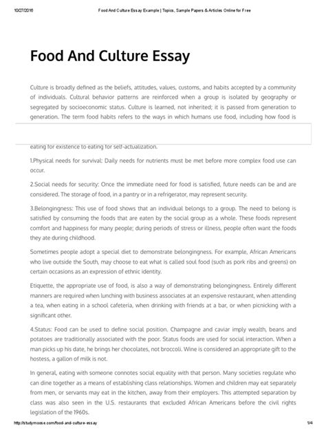 Food Culture Essay