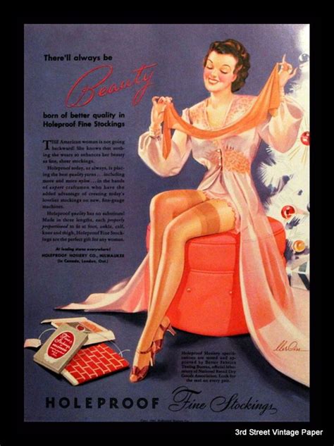 1941 holeproof fine stockings ad with color illustration etsy retro