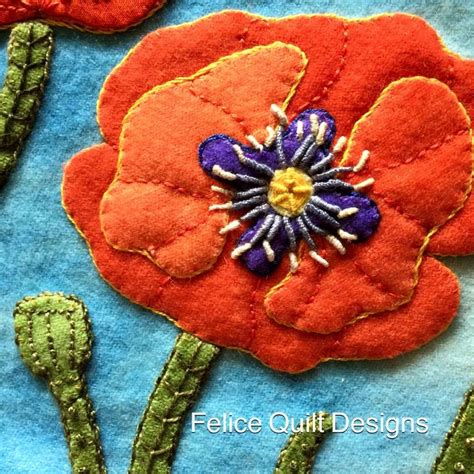 poppy detail wool applique quilts applique art applique quilt