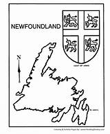 Coloring Pages Canada Newfoundland Map Arms Coat Colouring Sheets Printable Honkingdonkey Activity Fun Provincial Flag Provinces Canadian Studies Visit Choose sketch template