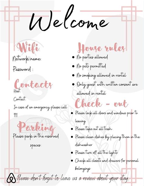 airbnb  template rental home printable house rules etsy