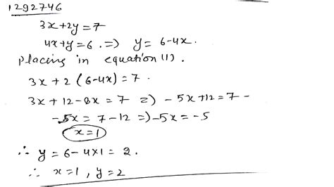 Solve The Following Pair Of Linear Equation By Substitution Method 3x