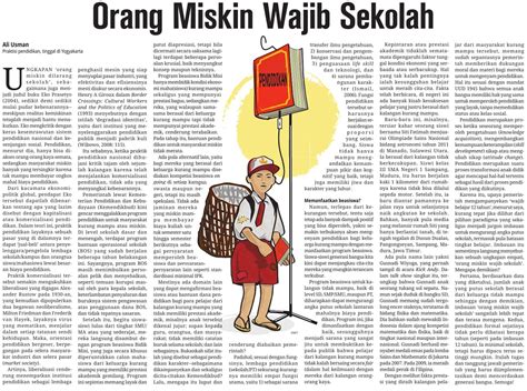 artikel koran kompas orang miskin wajib sekolah