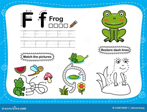 alfabet letter  frog oefening met tekenfilm woordenschat illustratie vector illustratie