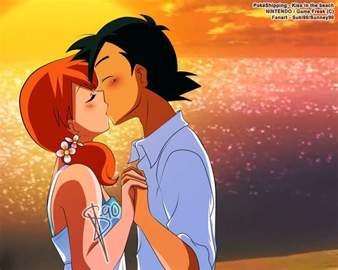 pokemon ash and misty kiss in the beach by sunney90 on deviantart
