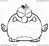 Mad Pudgy Bird Clipart Cartoon Rooster Chick Chubby Outlined Coloring Vector Cory Thoman Royalty Clipartof sketch template
