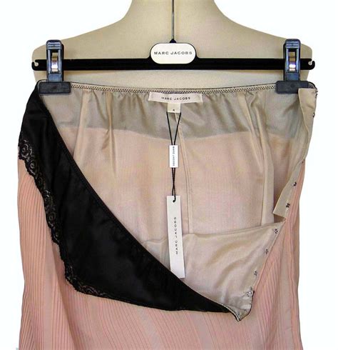 Marc Jacobs Runway Pink And Black Pleated Silk Slip Skirt
