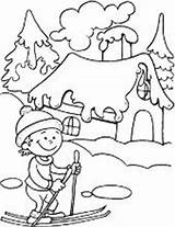 Kolorowanki Kolorowanka Iarna Coloriage Zima Colorat Hiver Planse Narty Zimowe Sporturi Druku Peisaje Desene Coloriages Narciarz Jocuri Copii Sanki Bałwan sketch template