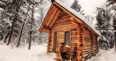 timelapse of a dude building a log cabin by hand is oddly