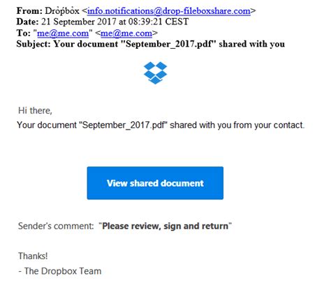 dropbox phishing email techygeekshome