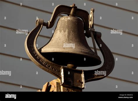 dinner bell mounted   post   country home  illinois stock photo alamy