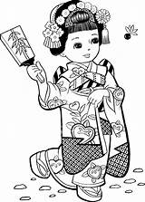 Kimono Japonesas Japoneses Bonecas Colorier Gueixas Kimonos Maravilhosas Menininhas Livro Geisha Gueixa Garotas Kokeshi Japonaise Ideias sketch template