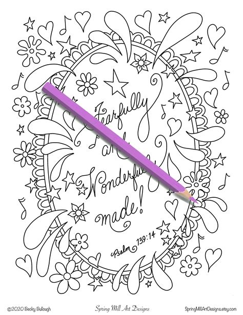 fearfully  wonderfully  printable scripture coloring etsy