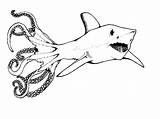 Sharktopus Dinoshark sketch template