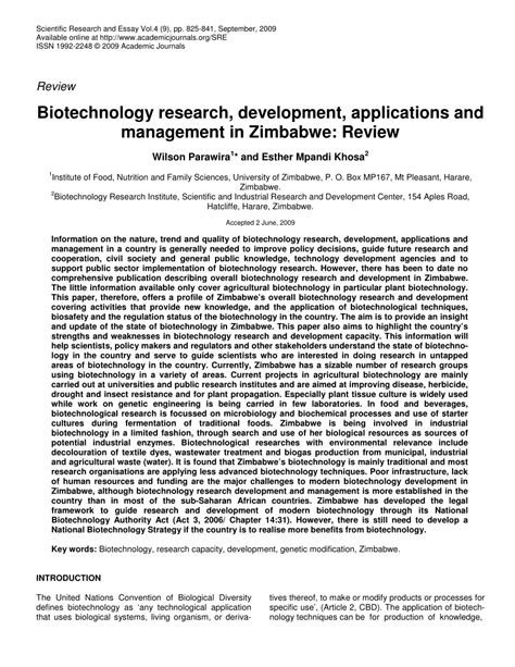 biotechnology research development applications  management