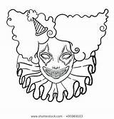 Clown Scary Evil Coloring Pages Drawing Girl Halloween Killer Easy Vector Drawings Poster Cool Horror Clowns Spooky Linear Illustration Face sketch template