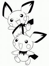Pokemon Coloring Pages Pichu Cute Popular sketch template
