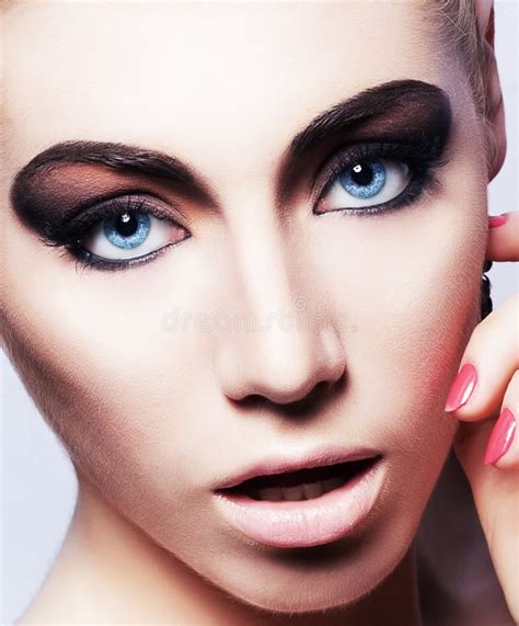 Woman Face With Beautiful Bright Makeup Stock Image Image Of Eyes