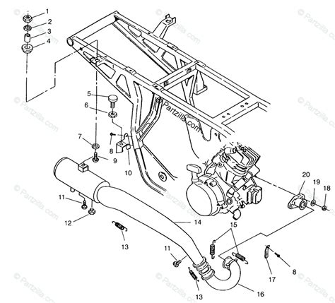 polaris atv  oem parts diagram  exhaust system xplorer  partzillacom