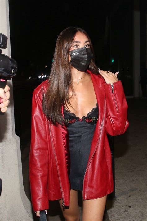 Madison Beer Sexy Cleavage In Small Black Dress Out In
