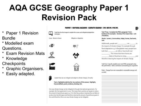 aqa gcse geography paper  revision pack teaching resources