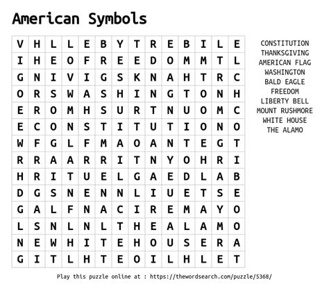 word search  american symbols
