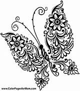 Coloring Butterfly Pages Cute Flower Adults Swirl Intricate Pot Monarch Clay Color Element Vector Abstract Painting Butterflies Drawing Tropical Getcolorings sketch template